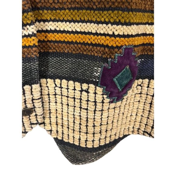 Jane Ashley Western Tapestry Vest 2X Brown Striped Denim Southwest Vintage 80s - Picture 6 of 13